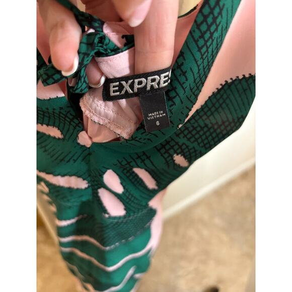 Express Palm Leaf Print Maxi Dress Pink/Green Size 6 - Picture 5 of 9
